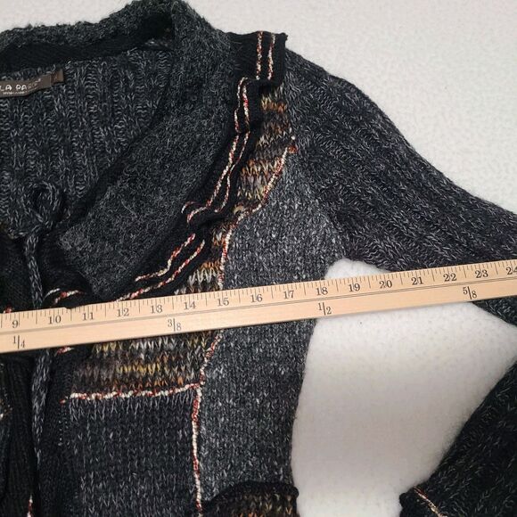 Forla Paris Cardigan Sweater Women's S Gray Mohair Wool Ruffle Bohemian Artsy - Picture 16 of 16